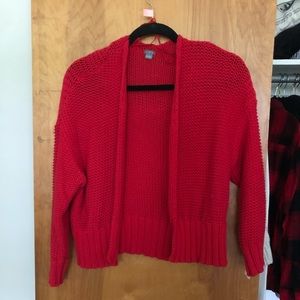 Red cardigan